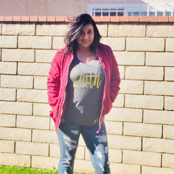 Burgundy Bomber Jacket - Picture 2 of 2